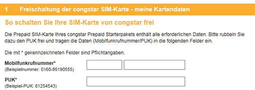 congstar Prepaid SIM Karte freischalten