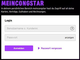 meincongstar Login-Bereich