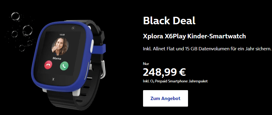 Black Deal: o2 Prepaid Jahrespaket + Xplora X6 Play Kinder-Smartwatch