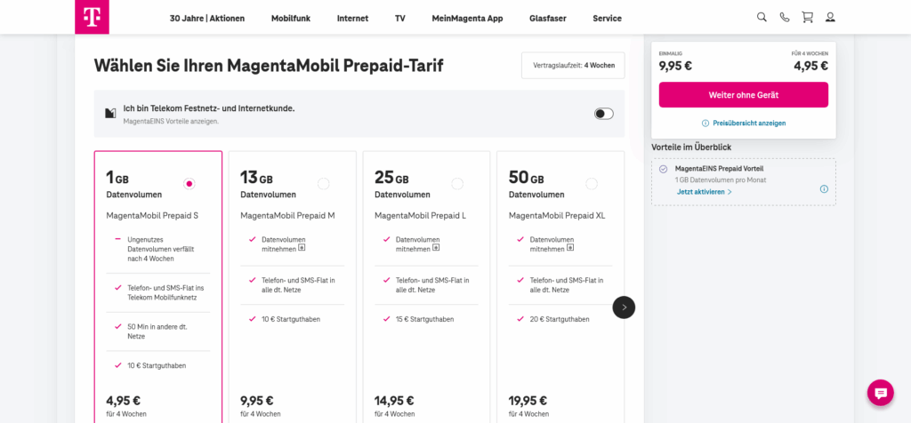 Telekom Prepaid Tarife Vergleich