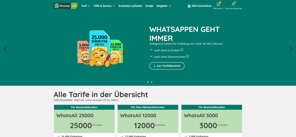 WhatsApp SIM Webseite